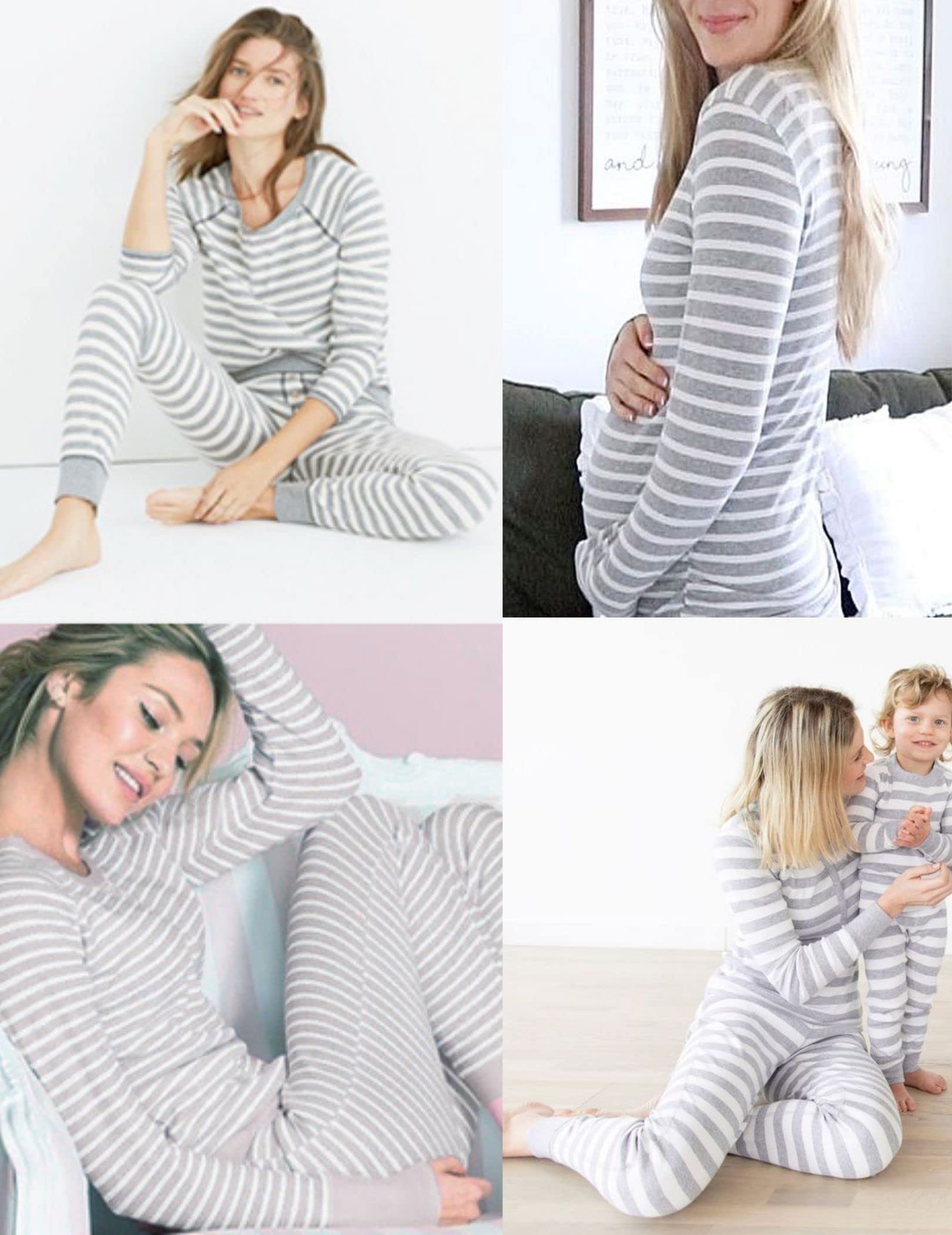 Ekouaer Pigiama Donna Premaman Pigiami maternità Invernali Manica Lunga Due Pezzi Abbigliamento da Notte Morbido, S-XXL