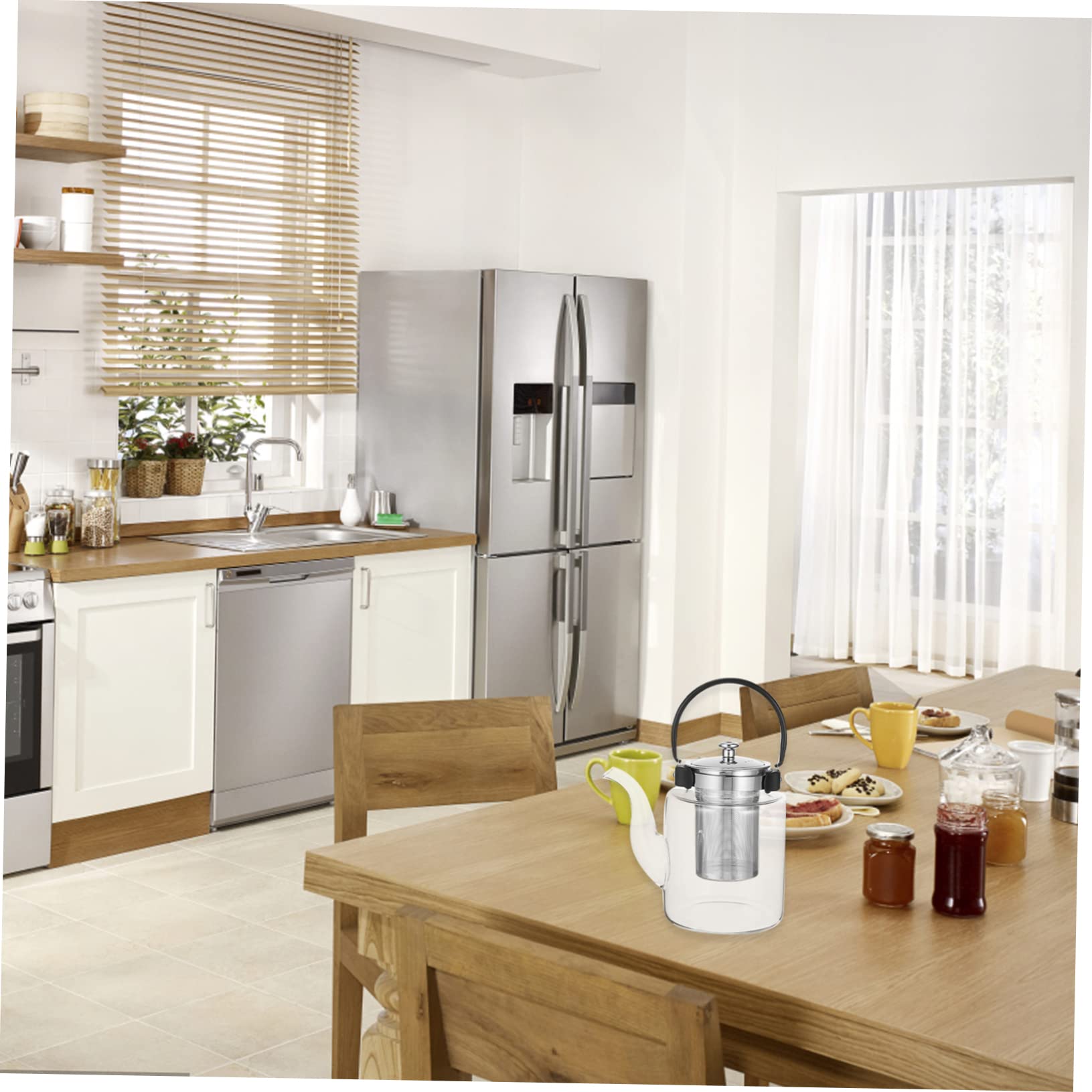 MAGICLULU Transparente Teekanne aus Glas mit Sieb Hitzebeständiger Wasserkocher Glaskessel für Teezubehör Ergonomischer Griff Geeignet für Esszimmer und Wohnzimmer