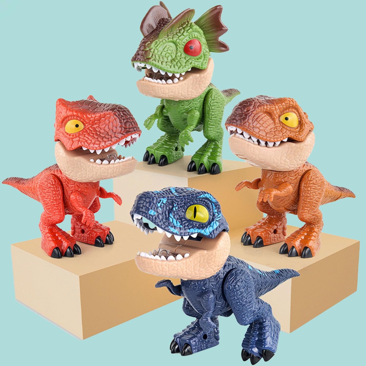 HTKL Dinosaur Pencil Sharpener, 5 in 1 Dinosaur Stationery, Temperamatite Dinosauro, Comprendente Righello, Matita, Temperino, Macchina di Collegamento, per la Scuola Elementare