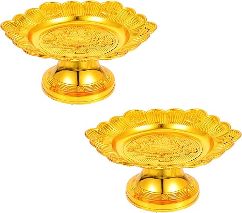 Miniatura 1 de Plato de fruta de altar de Buda 2 bandejas de plato para servir homenaje, ofrece postres de frutas y aperitivos para el templo del altar de Buda,