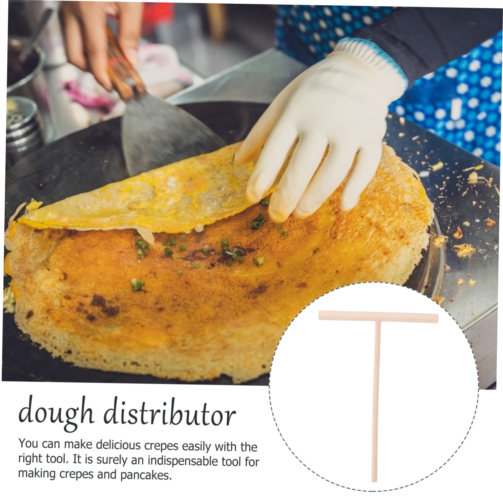 Garneck Wooden Crepe Pabcake Spreader Batter Dispenser Non-stick Kitchen Tool Set