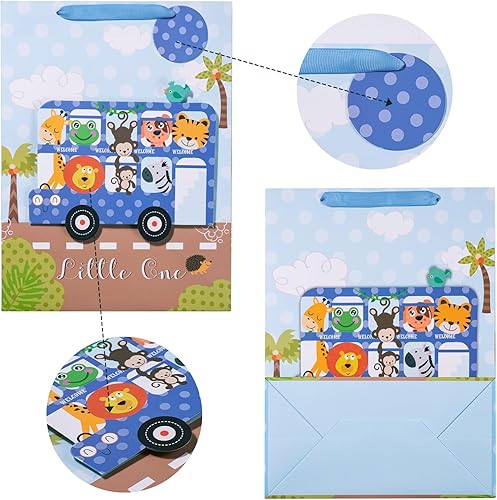 Miniatura 7 de LeZakaa Bolsa de regalo grande de 16 pulgadas con papel de seda, etiqueta de regalo de Hello Baby y tarjeta de felicitación, bolsa de regalo púrpura