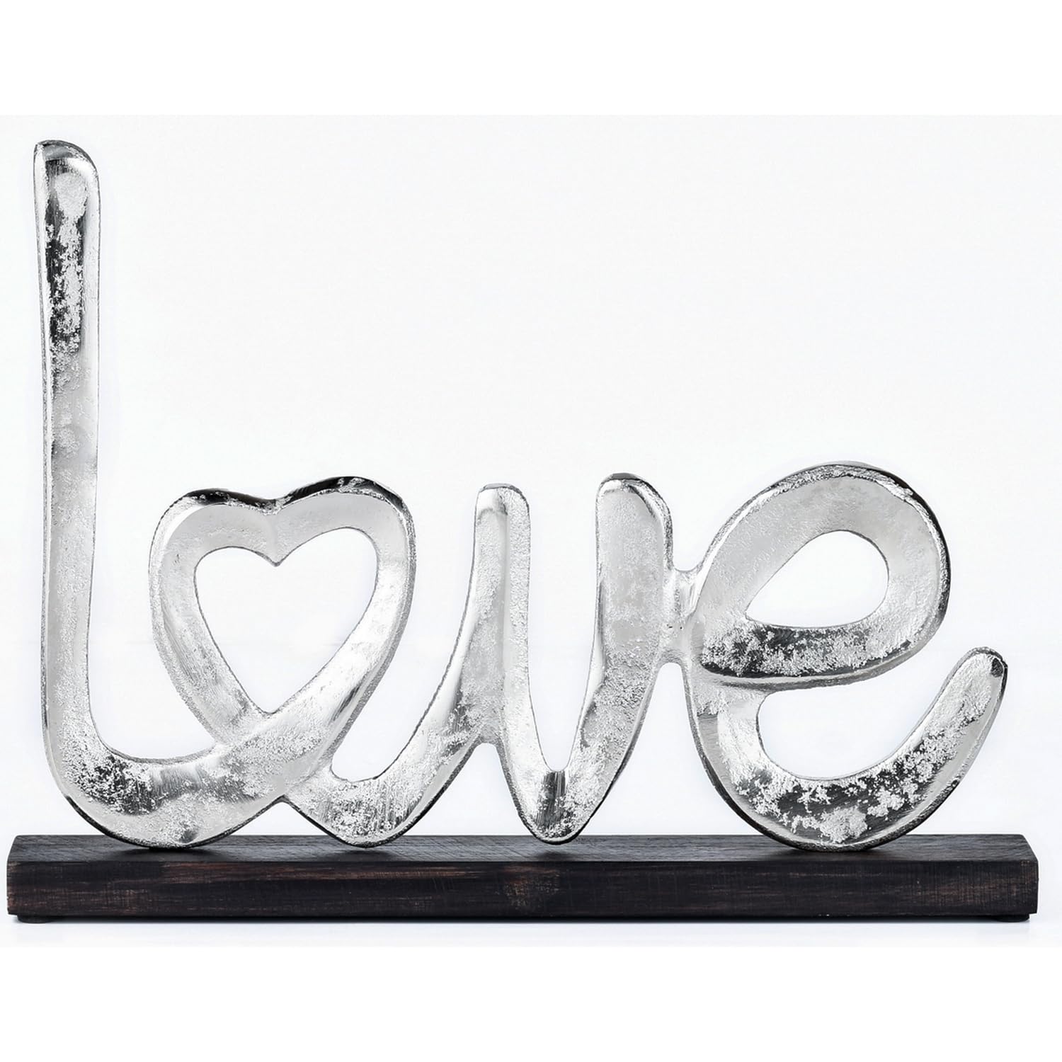 Marrakech Love - Soporte decorativo para salón, 28 cm, diseño de corazón, color plateado