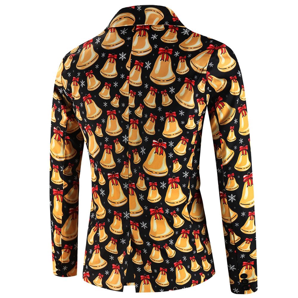 Generisch Tuta natalizia da uomo, 2 pezzi, slim fit, stampa 3D, divertente, da uomo, per matrimonio, per Natale, feste, costume di Natale