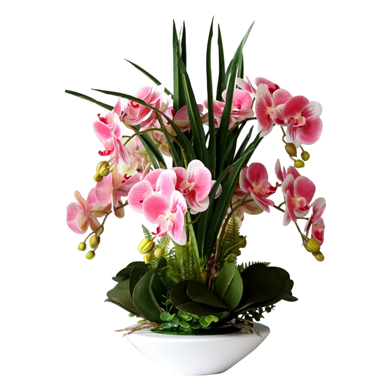 DFGHNBVC Artificial Flowers Orchids Flowers Arrangement Artificial Orchid Plants 7 Branches Phalaenopsis Flowers Height Simulation Faux Butterfly Orchids Potted For Home/Office/Parlor/Por