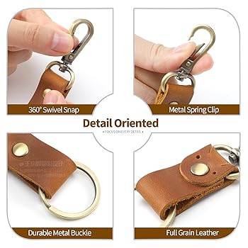 Jack&Chris Genuine Leather Keychain, Small Keychain for Man
