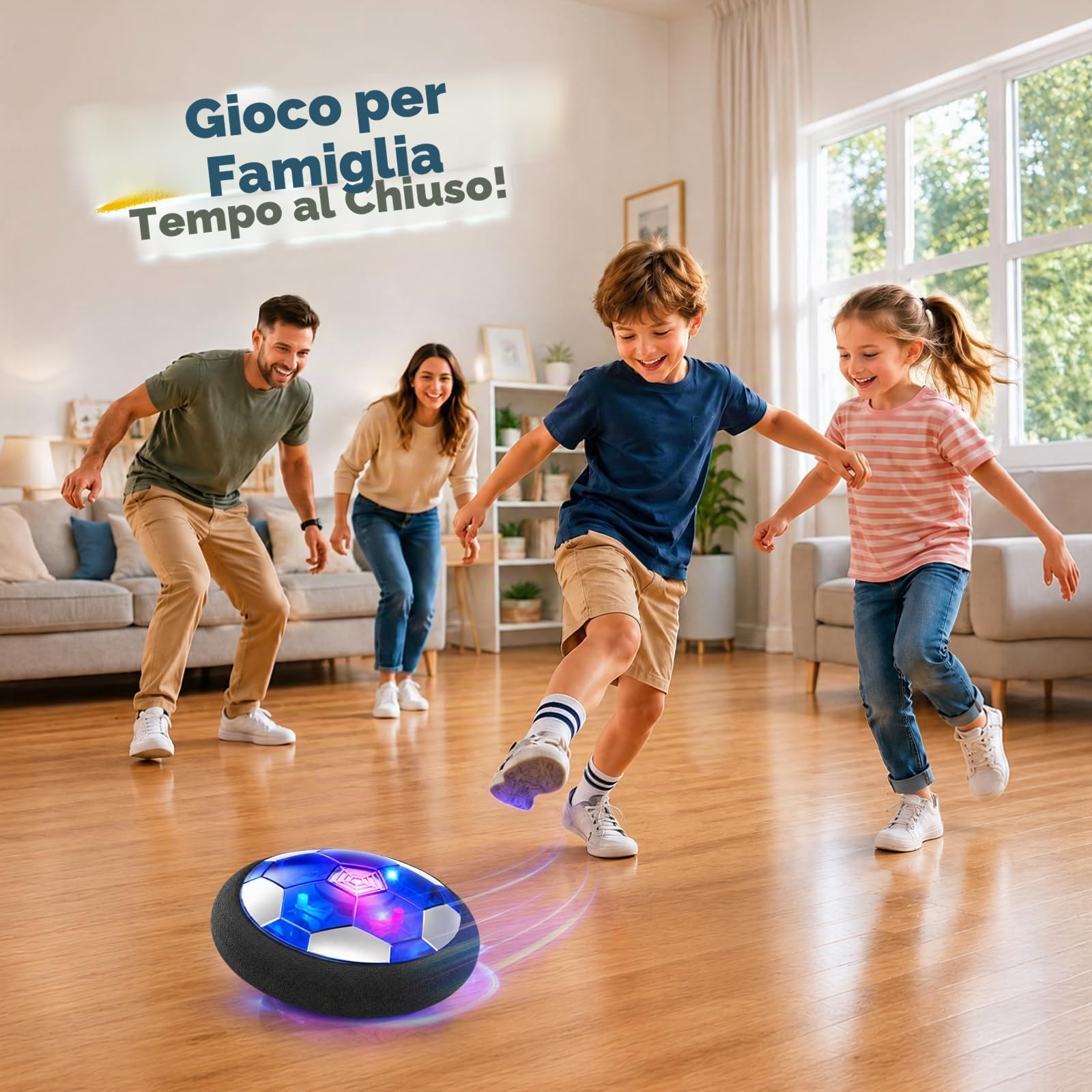 Pallone da Calcio Fluttuante Ricaricabile con Luci LED, Hover Soccer Ball per Bambini 3-10 Anni, Giocattolo Calcio Indoor con Paraurti in Schiuma, Regalo Natale e Compleanno per Ragazzi e Ragazze