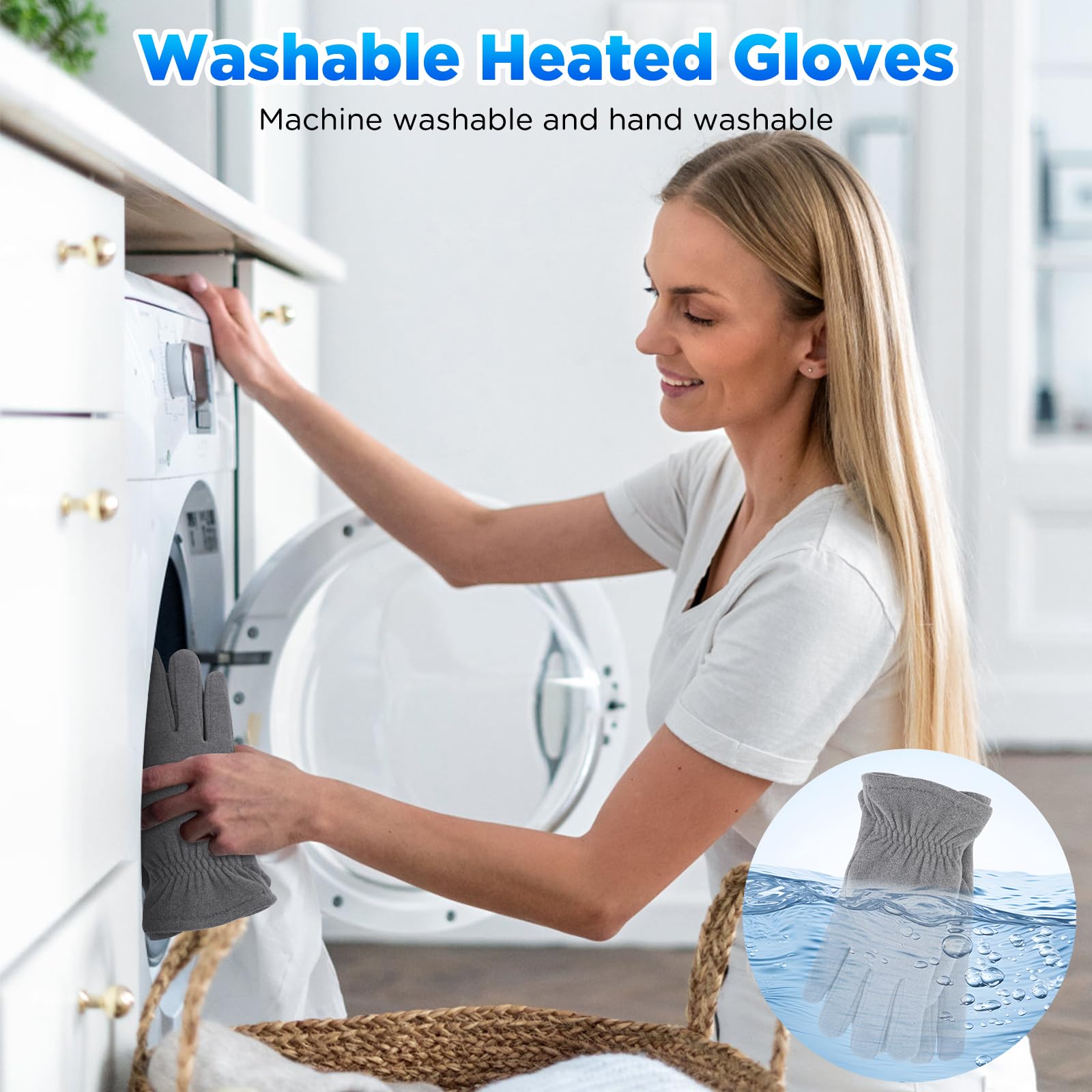 Guantes Calefactables USB para Hombres Mujeres, Guantes Aptos para Pantallas Táctiles Guantes Calefactores de Punto Guantes de calefacción de Temperatura Ajustable para Interior y Exterior