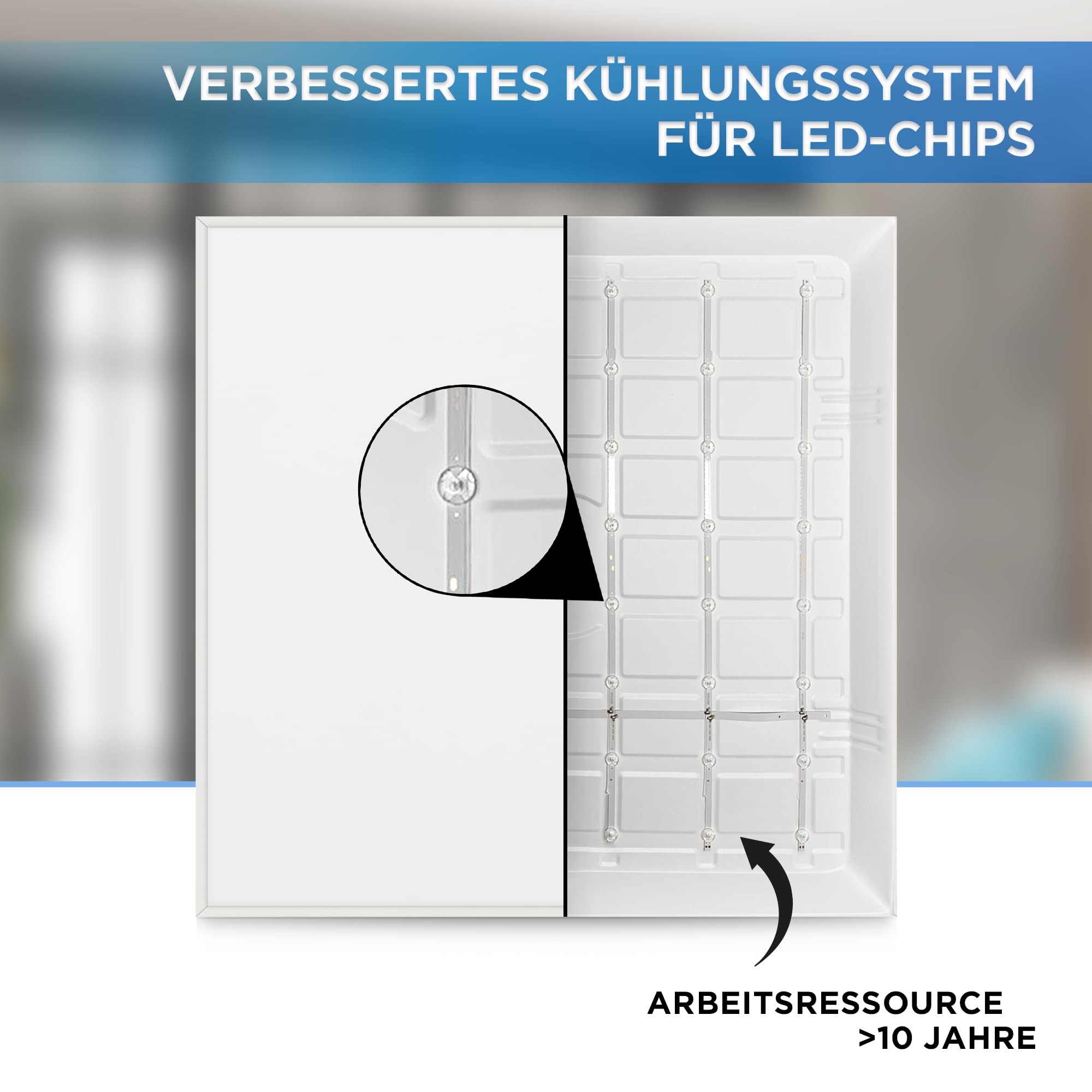 LECOM LED Panel 62x62 cm Kaltweiß 6500K 4000lm Aufputz mit Aufbaurahmen