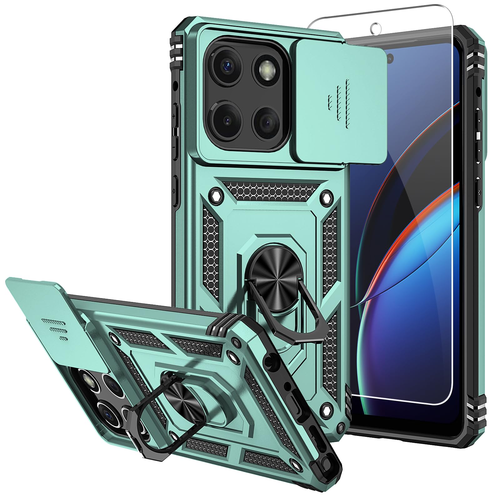 SMKY for Moto G Stylus 5G 2025 Case,with Screen Protectors and Camera Cover,16ft.Drop Tested Cover with Magnetic Kickstand Protective Case for Moto G