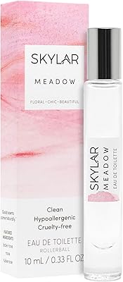 Meadow Perfume By Skylar - Travel-Sized Rollerball - Paraben-Free, Phthalate-Free, Vegan, and Cruelty-Free Fragrance - Floral, Chic, Beautiful - With Notes of Rose and Tuberose (10mL / 0.33 fl oz)