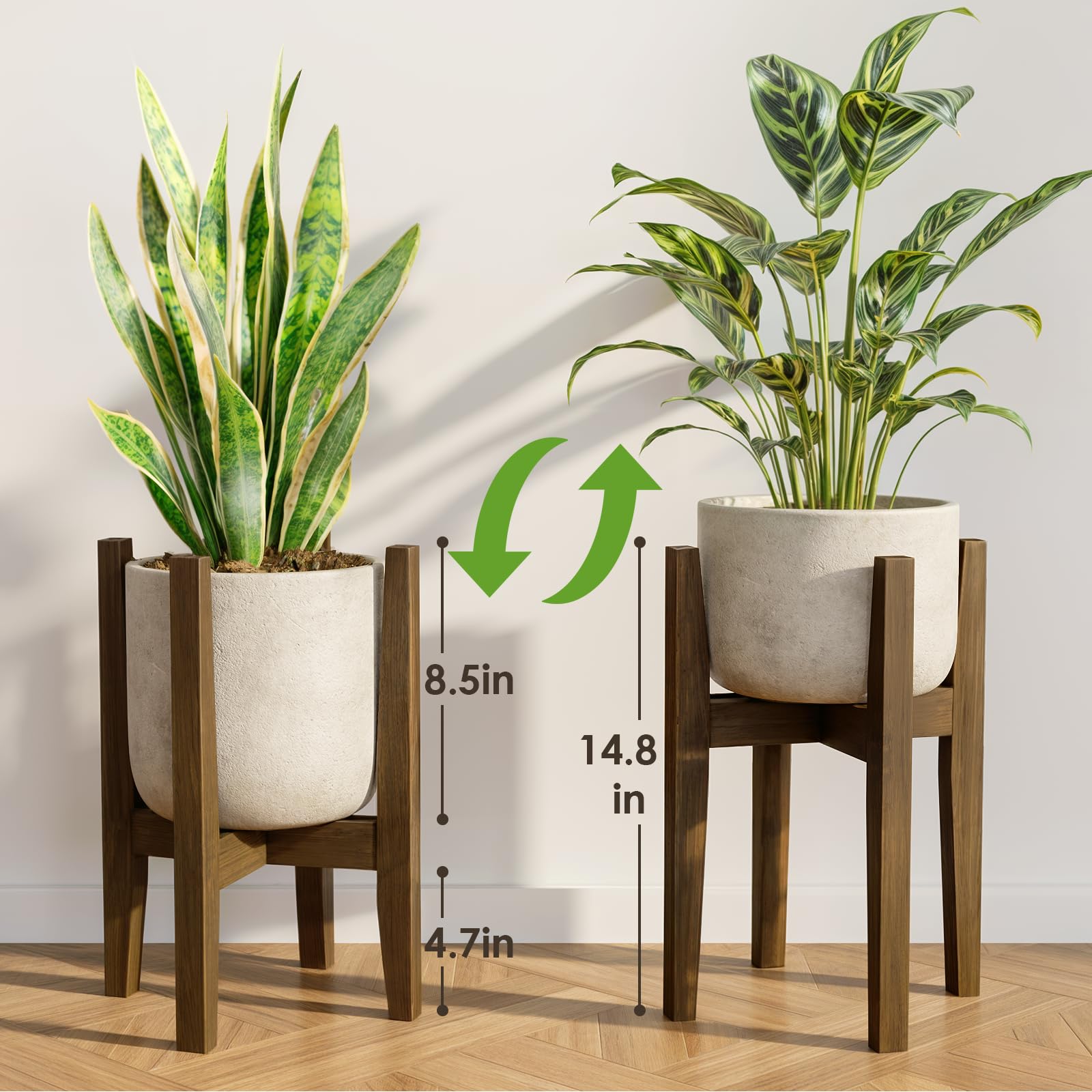 Qumeney Moderne kamerplantenstandaard van hout, geïnspireerd op de stijl van het midden van de eeuw, voor thuis, kantoor, tuin, terras, gazon, binnenplaats, restaurant, café