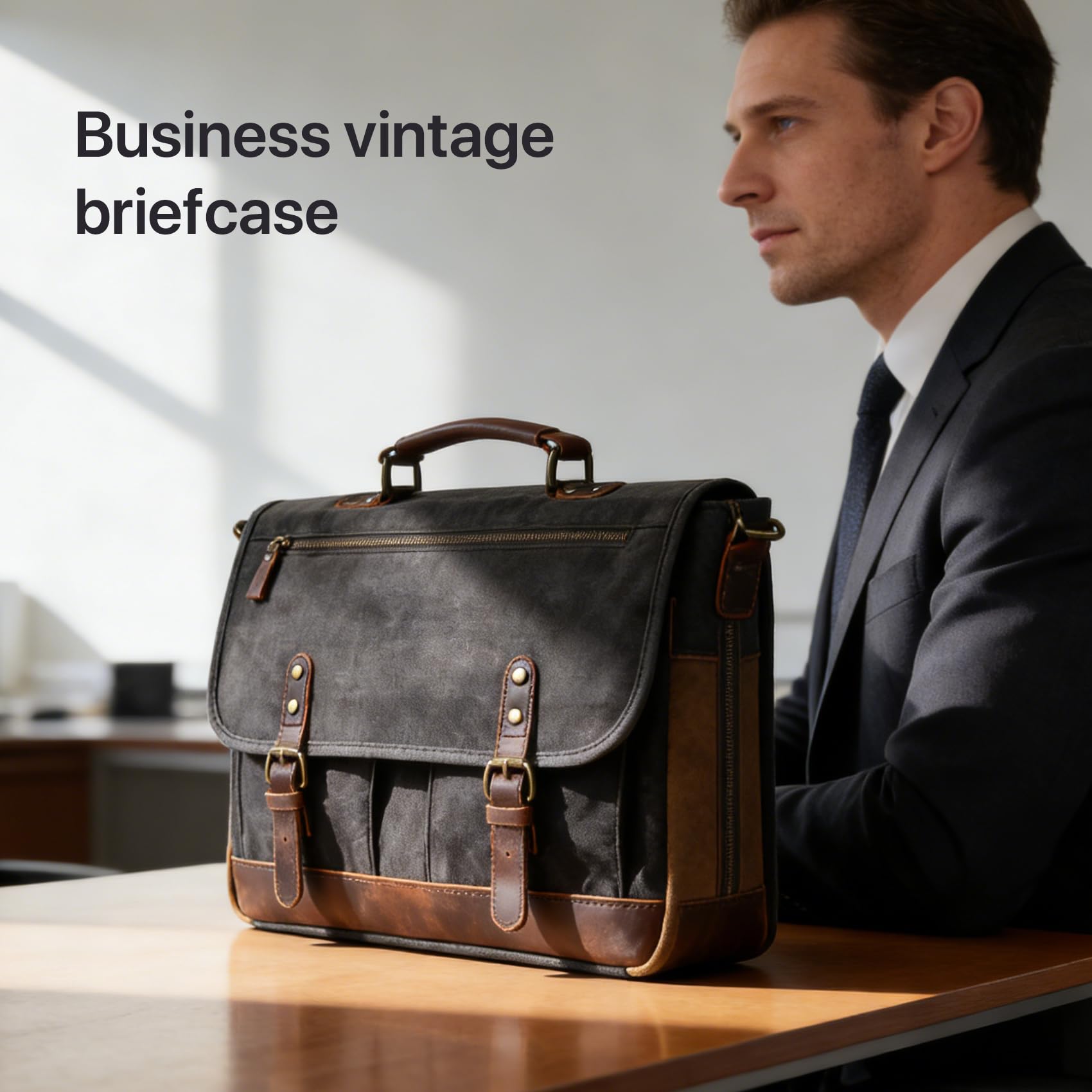 Borse messenger vintage per valigetta da uomo, Grigio