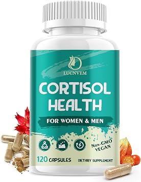 LUCNVEM Cortisol Supplement for Women & Men, Cortisol Reducer Detox Manager, Ashwagandha/Rhodiola Rosea/Magnesium and L-theanine Complex for Mood/Focus & Sleep- 60 Day Vegan Supply