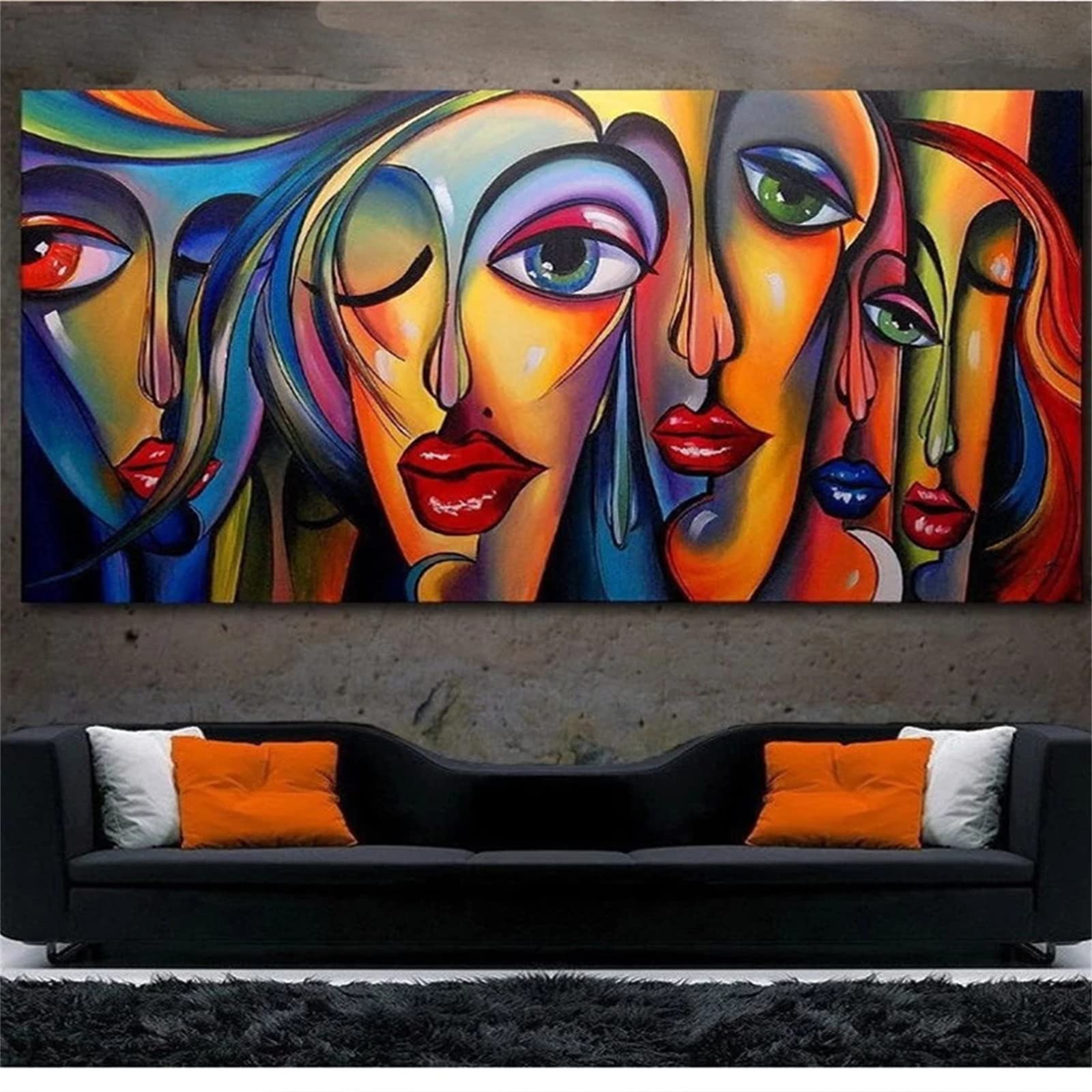 DIY zestawy do malowania diamentami 5D, pełne wiertło diamentowy obraz dla dorosłych i dzieci, kryształ górski haftowanie obrazy do dekoracji ścian domu - 70 x 140 cm (27 x 55 cali (abstrakcyjny twarzy)