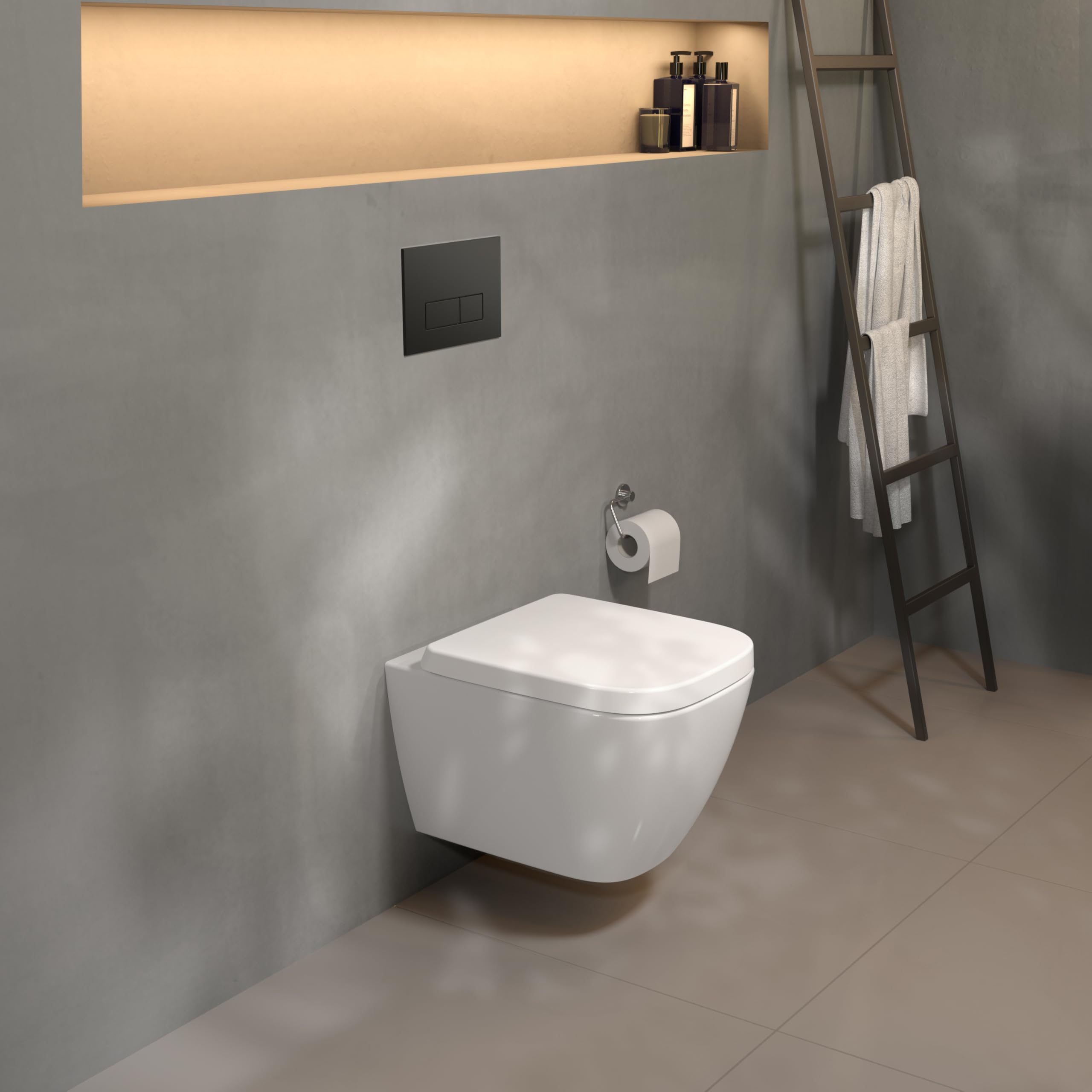 Ideal Standard Asiento de inodoro i.life S, diseño envolvente, cuadrado, con mecanismo de cierre suave, función de liberación rápida para facilitar la limpieza fabricado en Duroplast resistente Blanco