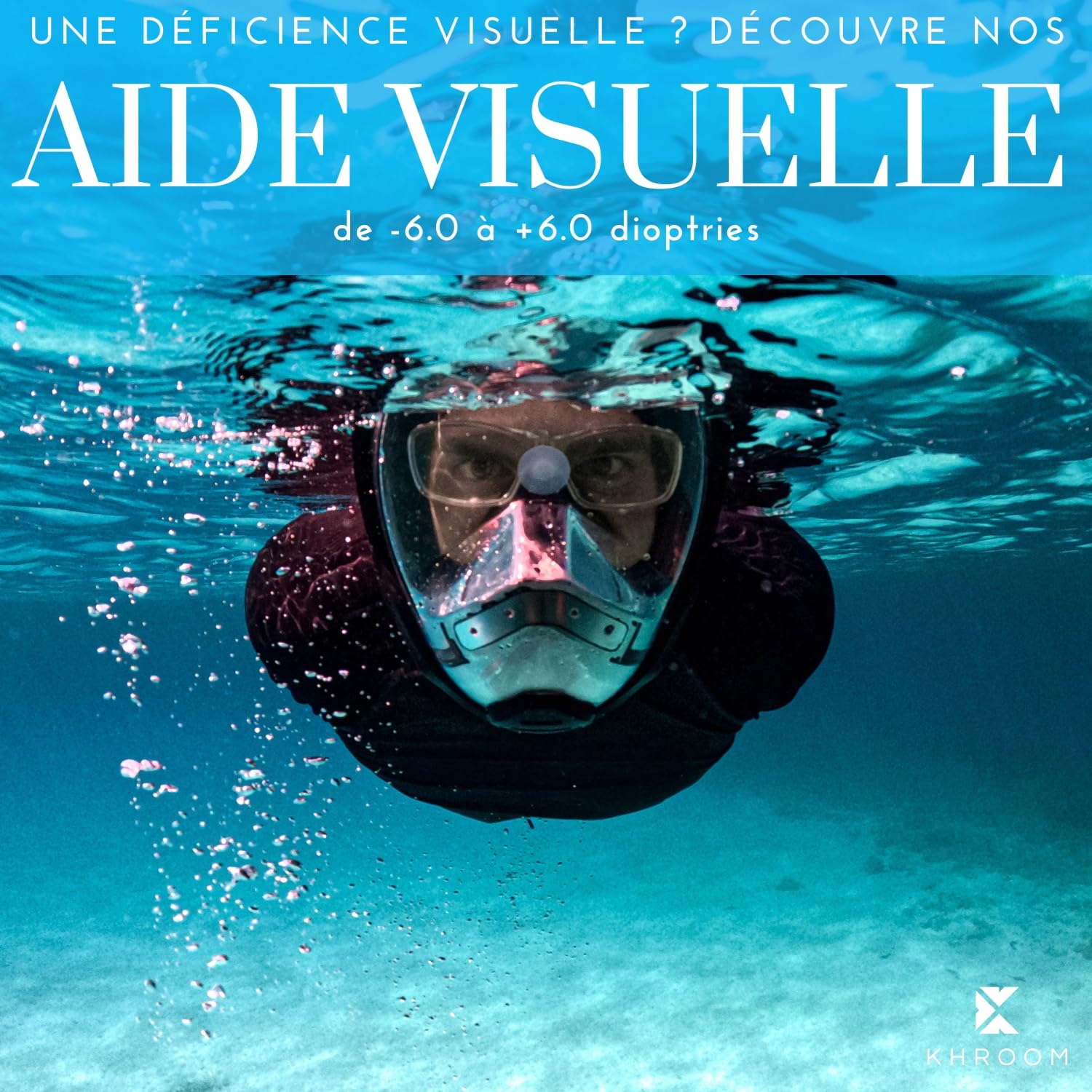 Khroom Masque de Plongee Integral Adulte et Enfant Seaview X | Masque Snorkeling avec Tuba | Securite CO2 Certifie DEKRA | Anti-Buee | Silicone Souple | Plein Visage