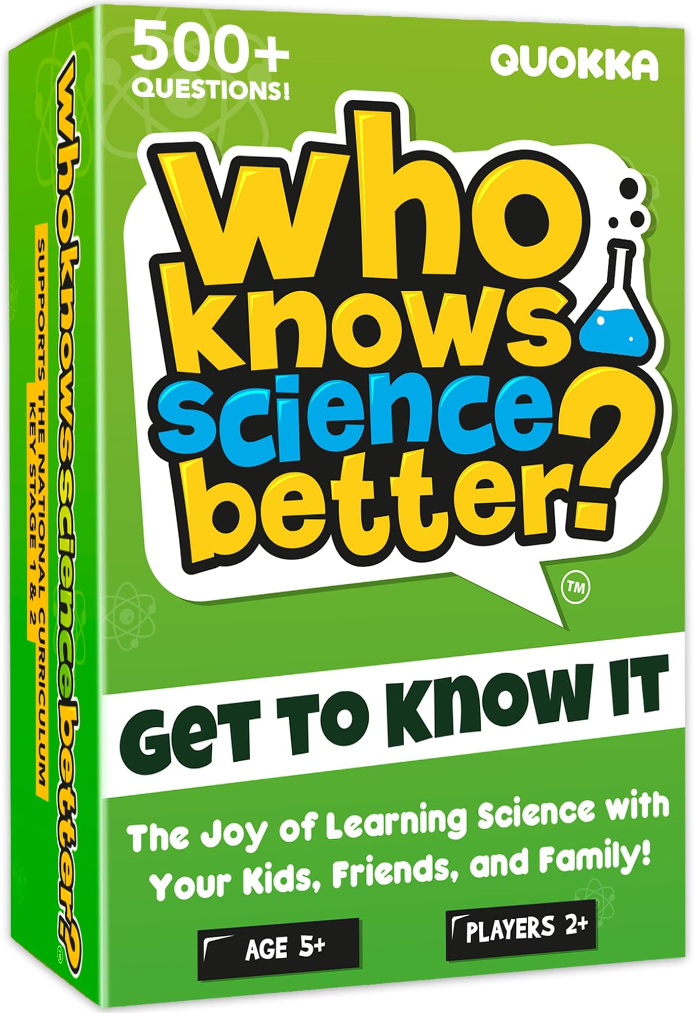 QUOKKA Board Games for Kids 8-12 – Family Games for Kids and Adults – Science Trivia Cards for Family Game Night – Who Knows Science Better – 500+ Questions – Fun Card Game for Families and Teens