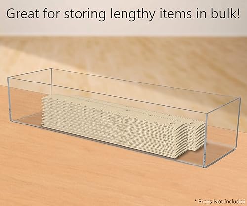 Miniatura 3 de Marketing Holders Paquete de 6 bandejas de acrílico para venta al por menor, un compartimento de 15 pulgadas de ancho x 4 pulgadas de profundidad,