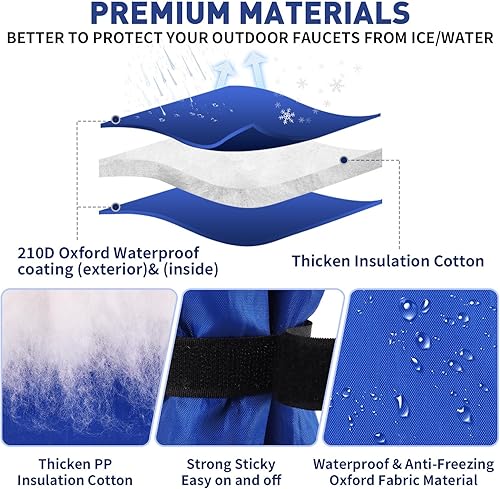 Miniatura 2 de Paquete de 6 fundas de grifo para exteriores para invierno, 6.3 pulgadas de ancho x 8.6 pulgadas de alto, protección contra congelación, calcetines