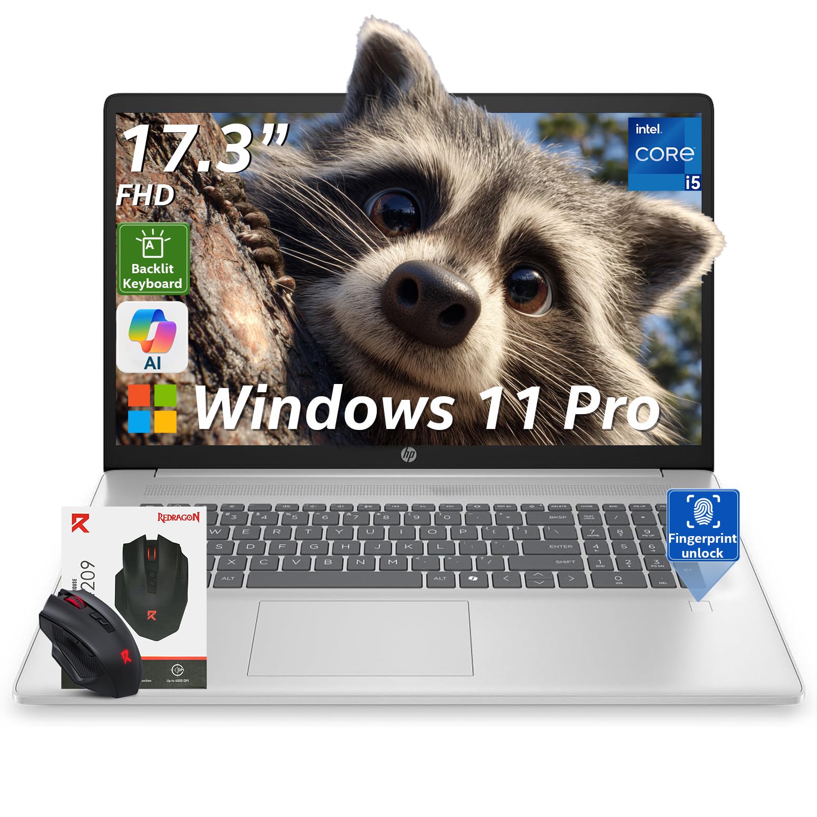 HP 17.3 Business Laptop, Intel 10-Core i5 1334U (Beats i7-1255u), 17" FHD(1920 x 1080) 250Nits Display, Backlit Keyboard, Fingerprint Reader, Windows 11 Pro (16GB RAM | 512GB SSD)