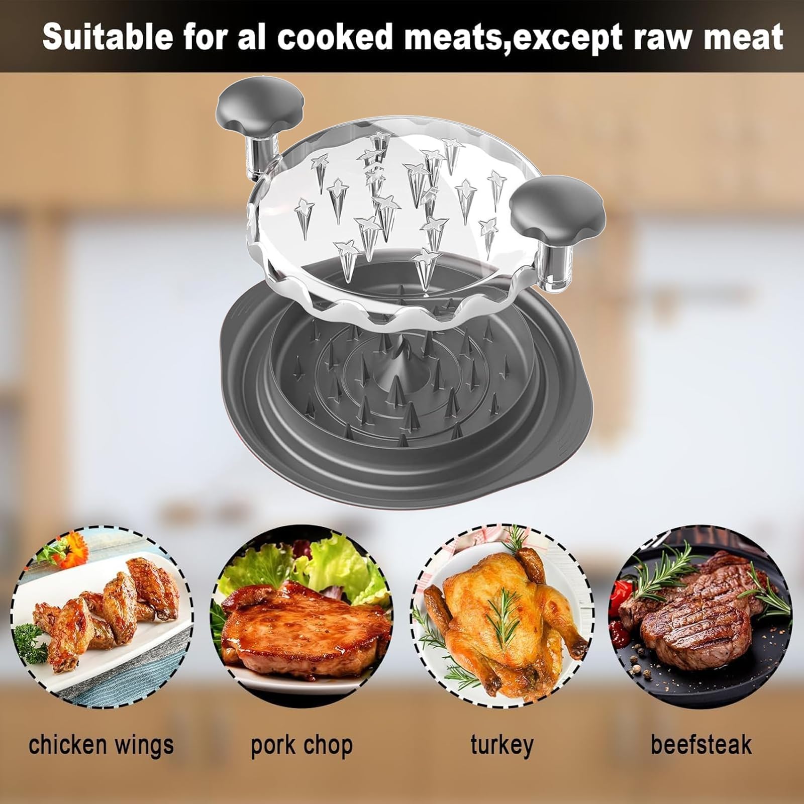 Trituratore di pollo, strumento di triturazione del petto di pollo visibile con spazzola, grande trituratore per carne, manico ergonomico, antiscivolo, resistente al calore, lavabile in lavastoviglie