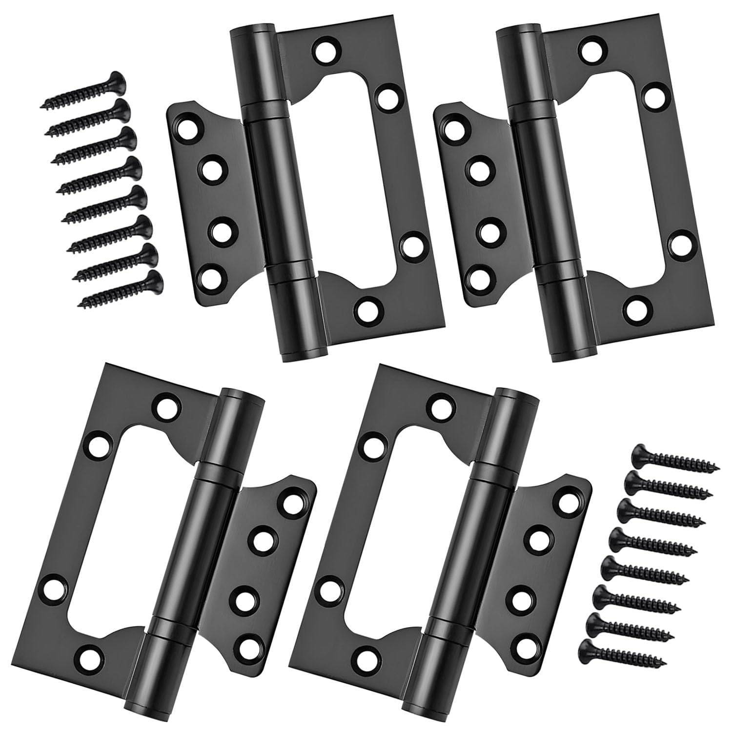 Qrity 4 Pieces Door Hinges, 4 Inch Home 100mm Door Hinges Stainless Steel Ball Bearing Mute Hinges for Internal External Doors, Black