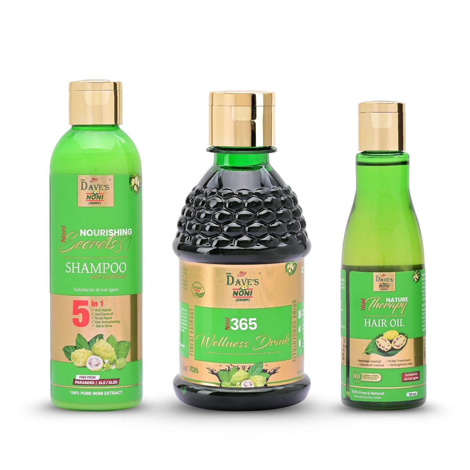 The Dave's Noni (DNWP) Noni Juice 250ml + Herbal Hair Oil 110ML + Natural Shampoo 200ML | Wellness & Hair Care Combo | Boost Immunity, Nourish Hair & Scalp-image-38