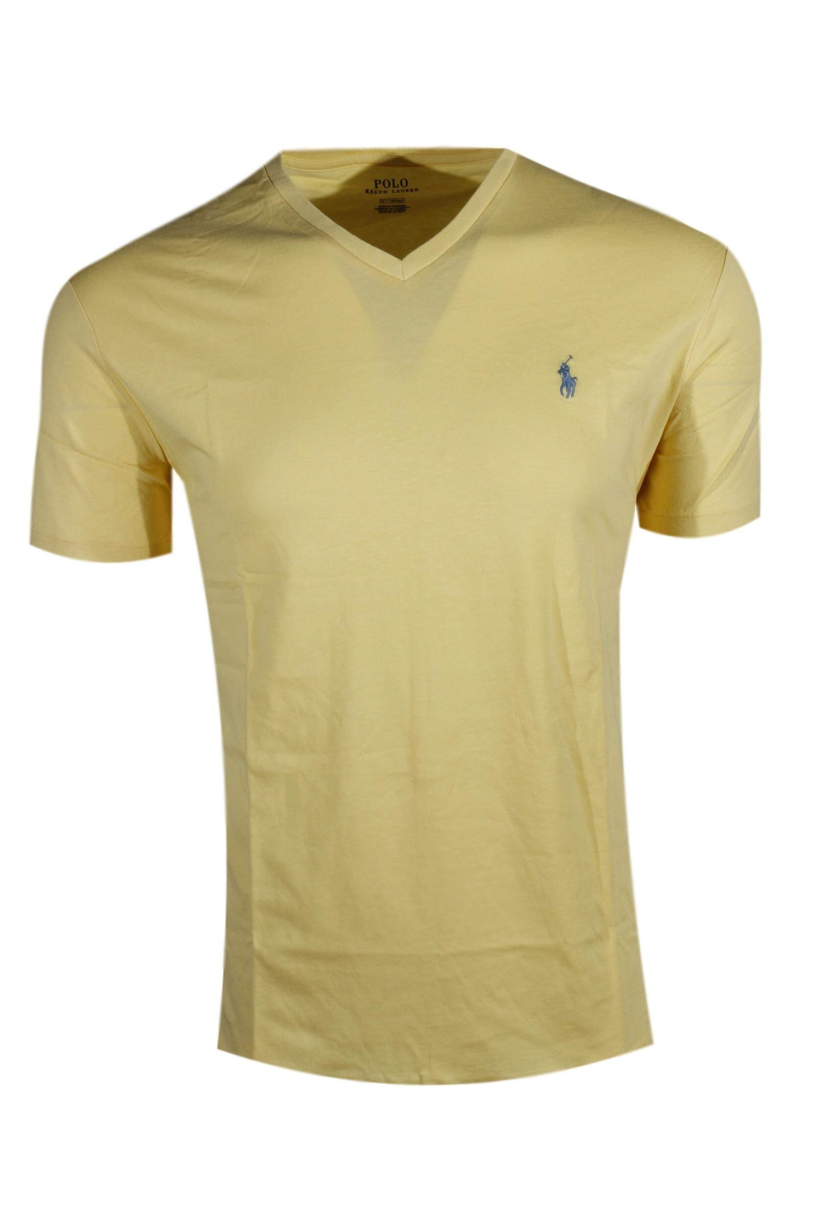Polo Ralph Lauren - Maglietta Classica da Uomo con Scollo a V - Giallo - XL