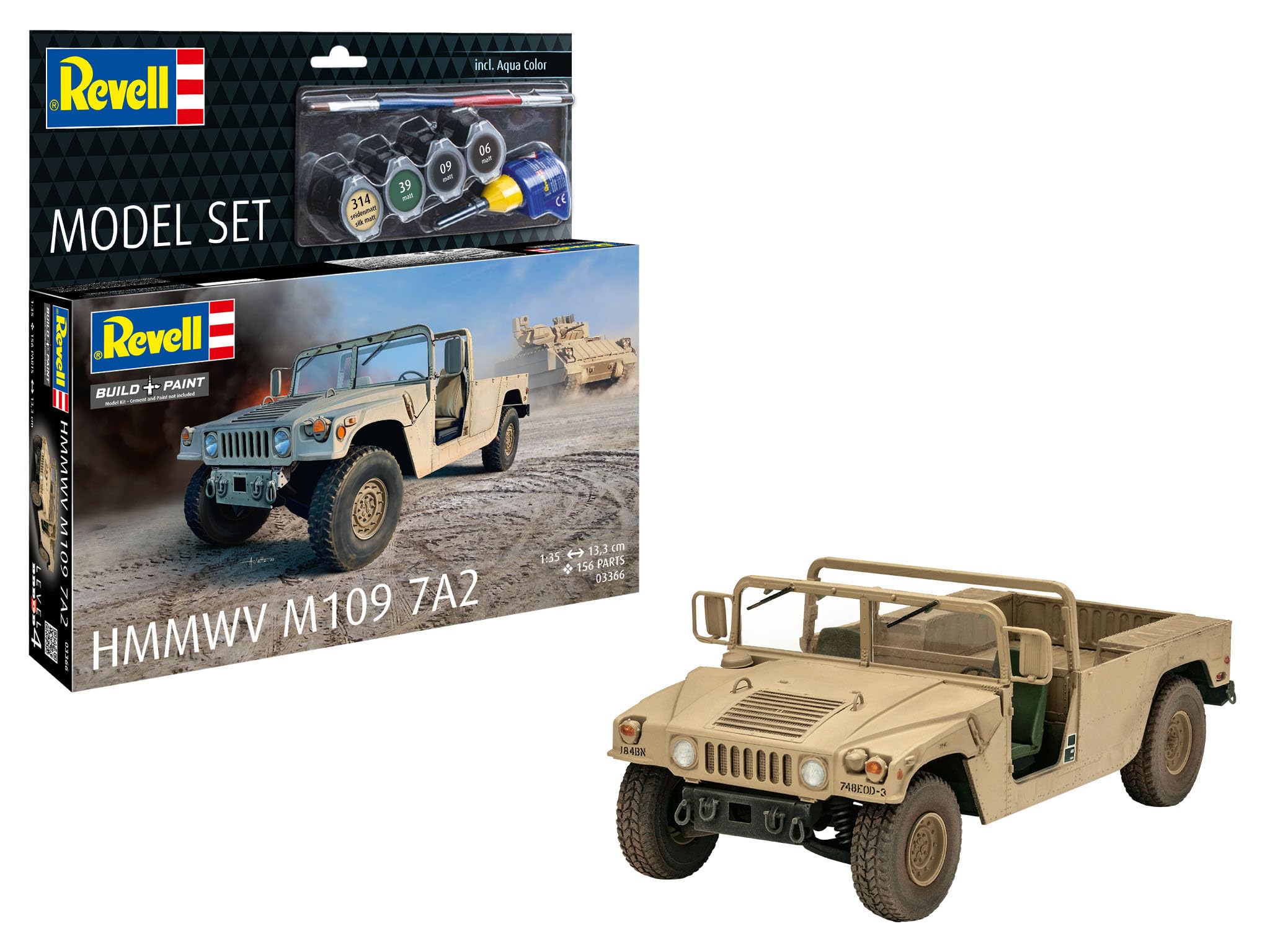 Revell 63366 zestaw modeli HMMWV M1097A2 skala 1:35 niezabudowany/niepomalowany plastikowy model zestaw z akcesoriami
