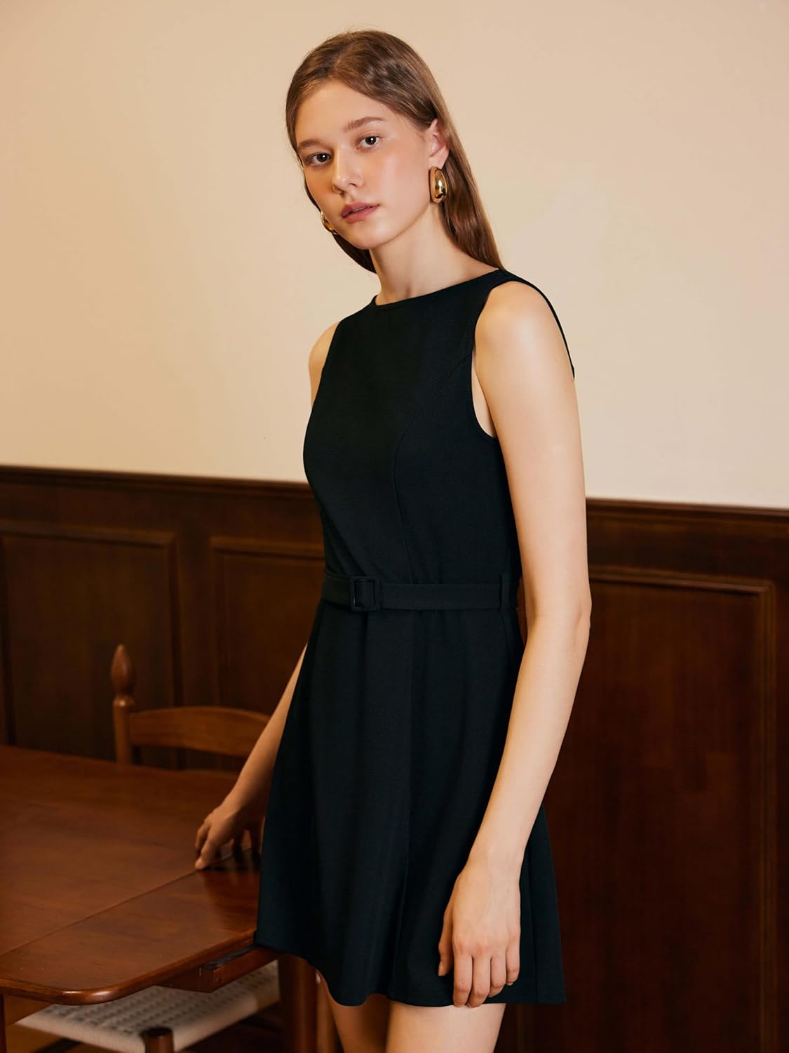 CIDER Sleeveless Dress for Summer Women's Belted Mini A-Line Casual Party Dress - Image 3