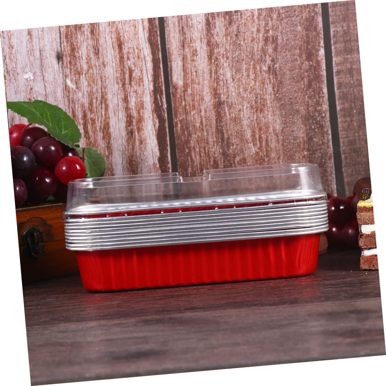 ORFOFE 200ml Rectangular Aluminum Foil Baking Boxes 10pcs Disposable Dessert Mold Bakeware for Cakes and Pastries