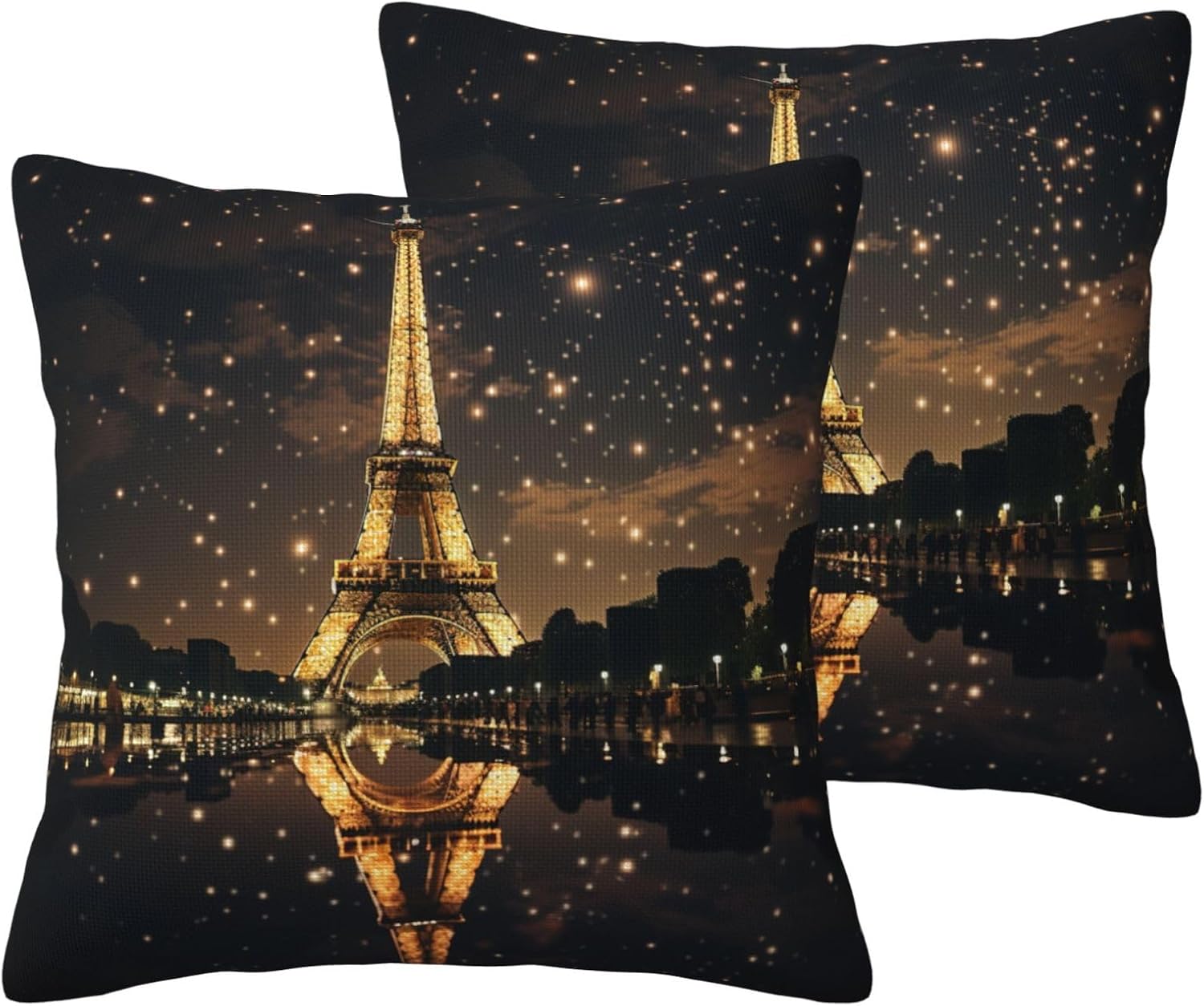Eiffel Tower Imitation Linen Pillowcase -2 Sets, Fashionable Home Decoration, Used for Sofas, Gardens, beds