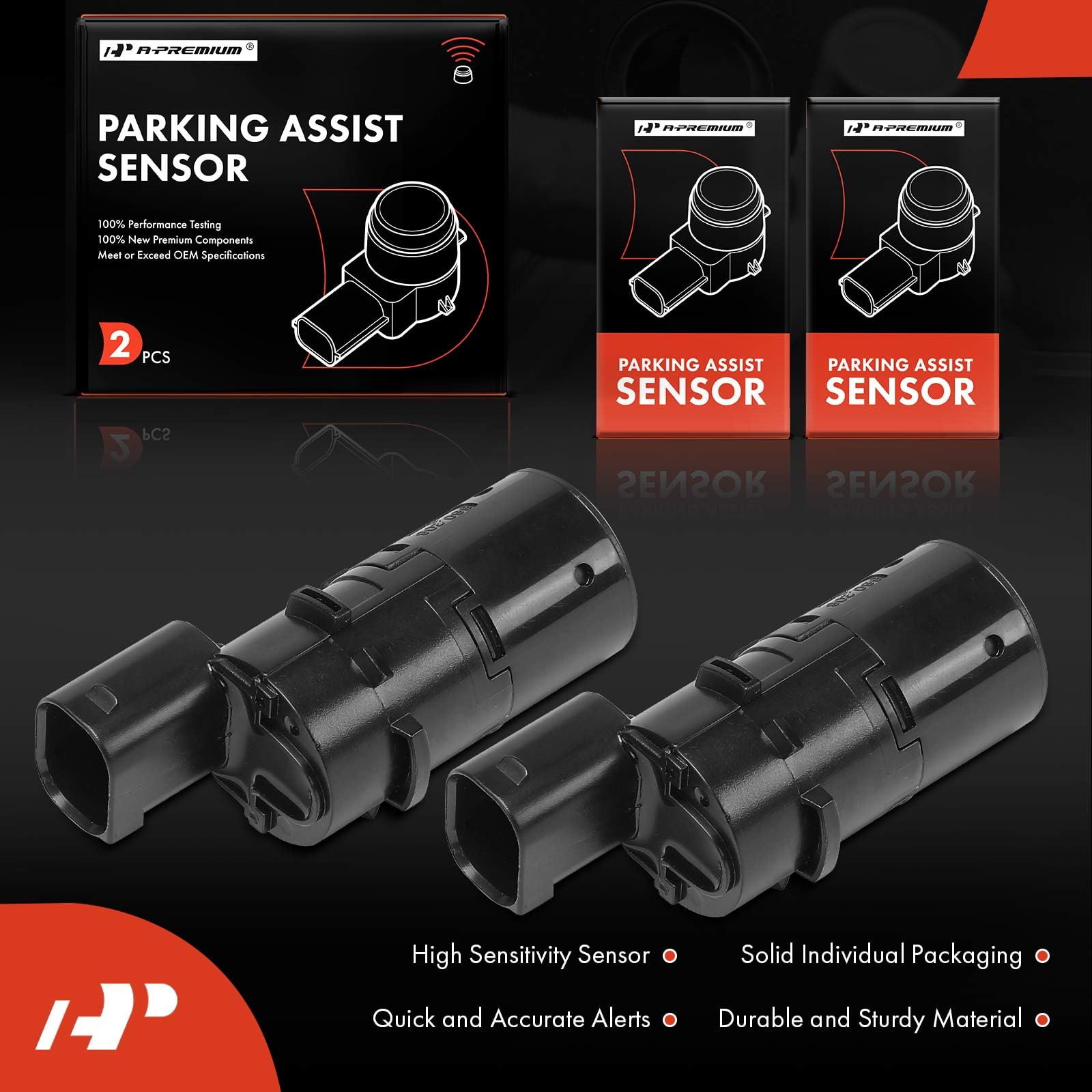 A-Premium 2-PC Reverse Backup Parking Assist Sensor Compatible with Select Jaguar Models - XJ8 XJR 2004-2009, XKR 2006, S-Type 2004-2008, X-Type 2003-2008, Replace# C2C7594XXX