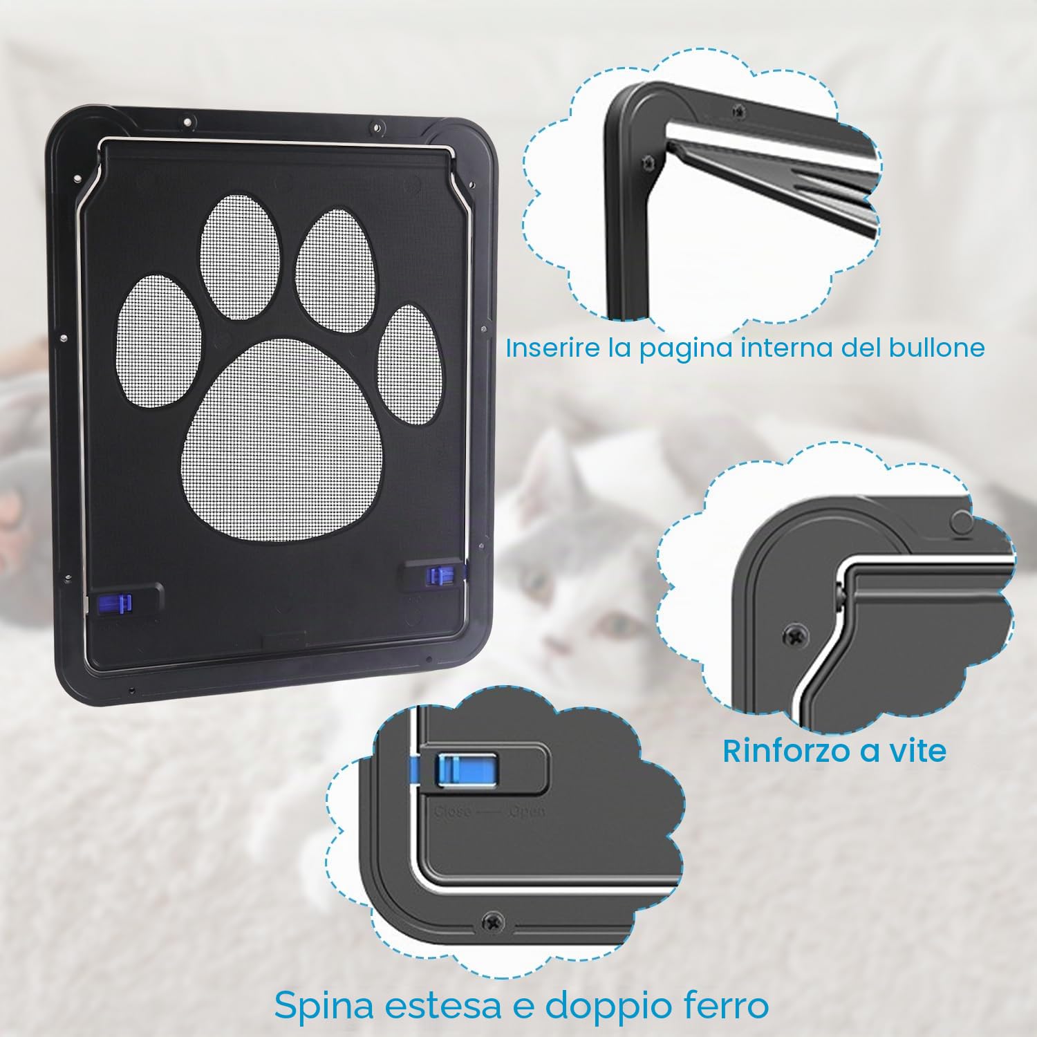 Gattaiola per Animali Domestici - Porta Basculante per Cani e Gatti 24 x 29 cm - Zanzariera Porticina Facile da Installare - Sportellino Finestra