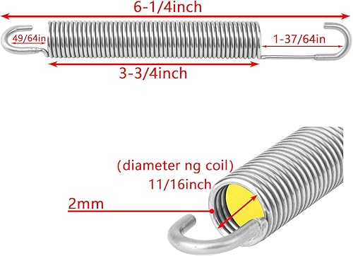 Miniatura 2 de GUPO 6-14 pulgadas (2 piezas) de repuesto de acero inoxidable para sofá reclinable para sofá, silla, resorte de tensión, estilo de gancho de cuello
