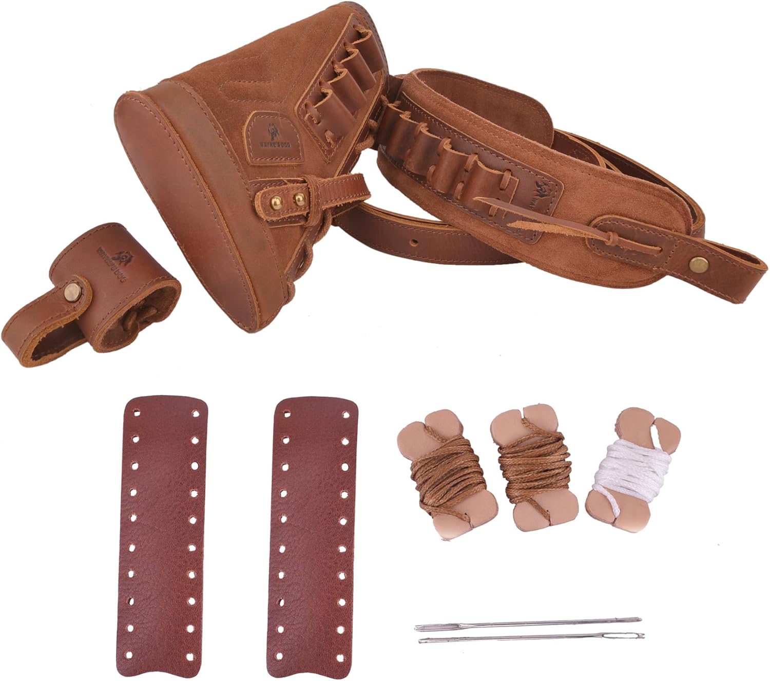 WAYNE'S DOG No Drill Leather Gun Buttstock with Sling and Barrel Mount for .308 .30-06 .45-70MAG