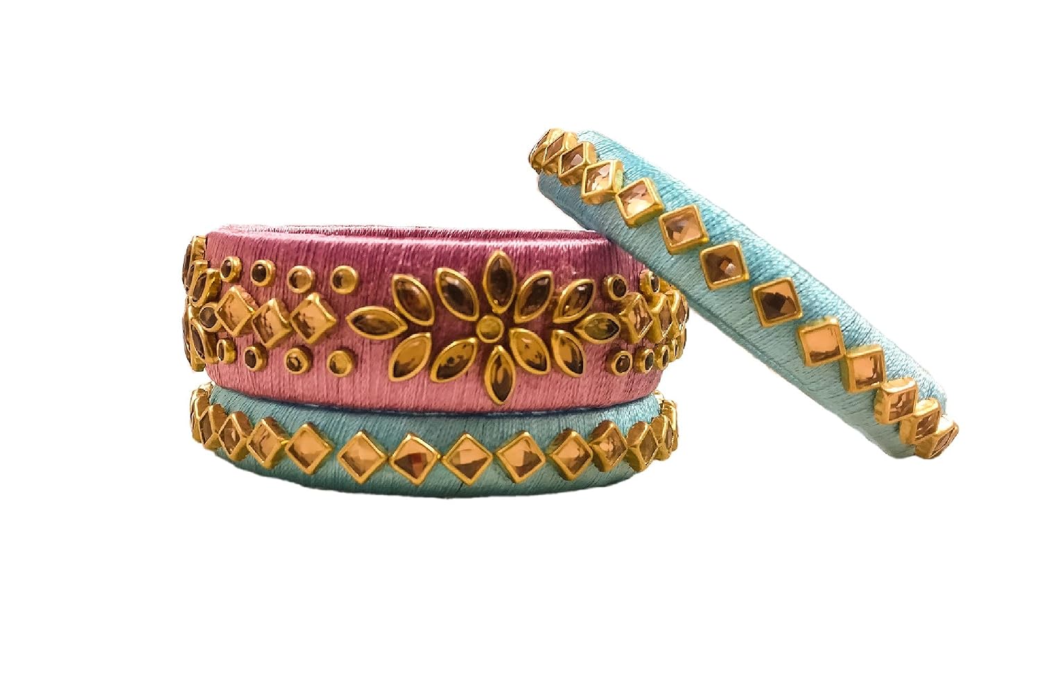 Yaalz Silk Thread Kundan Stone Work Fancy Designer Wedding Chuda Bangle Sets For Women Kids Girls In Multiple Colors - Review, Price and Buying Guide