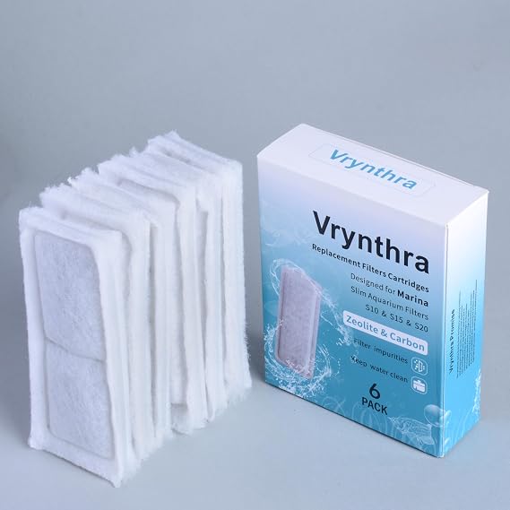 12 Pack of Small Aquarium Filter Replacement Pad for Fish Tank Compatible with Marina Slim Filter S10&S15&20 Filter Cartridge Activated Carbon bio-Zeolite Fish Tank Cotton Cartridge