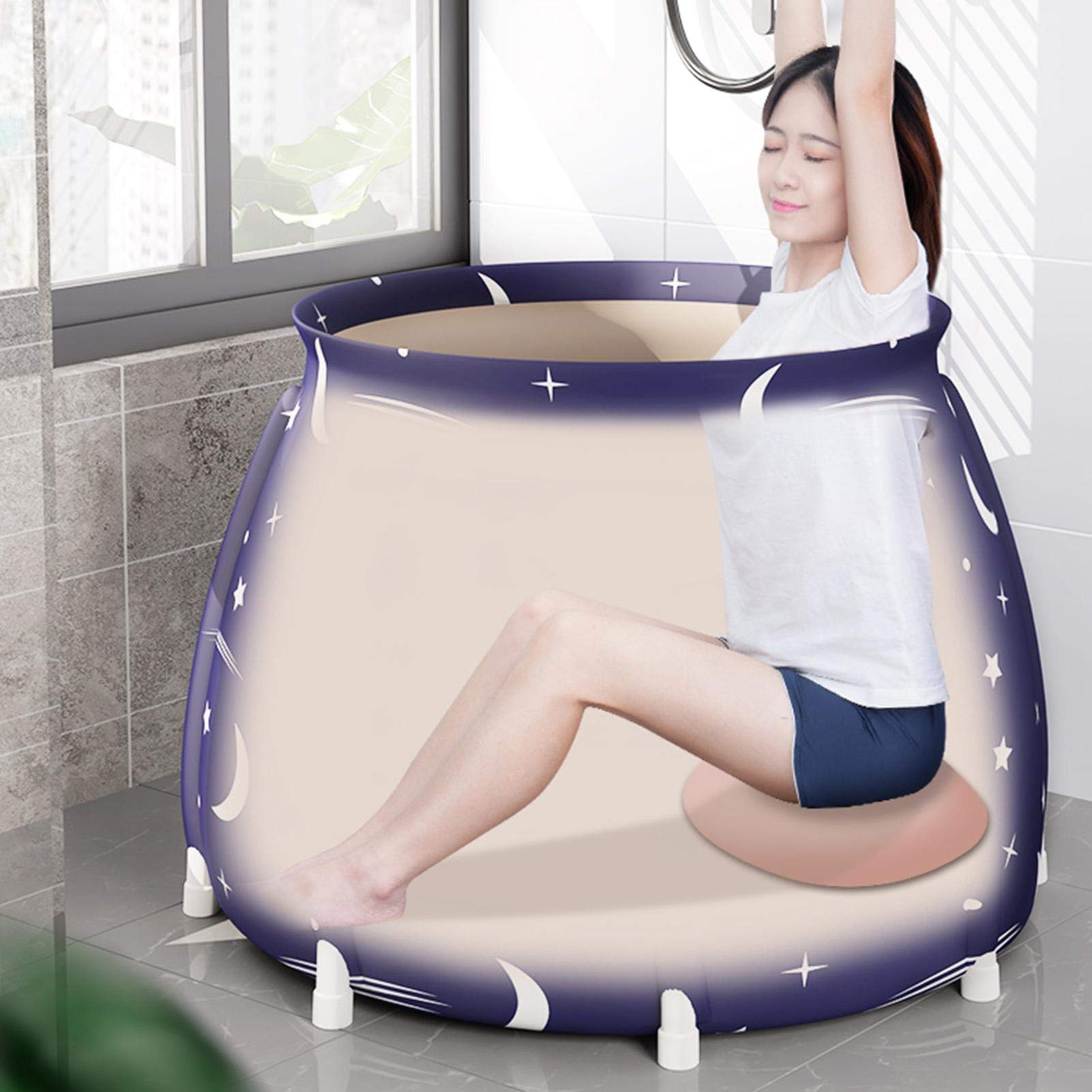 Bathtub Folding Wannenbad Fass Erwachsenen Wanne Aufblasbare Badewanne, 27 Zoll Dicker Plastikeimer Badewanne Zum Einweichen Von Badewannen, Eisbadewannen Und Tragbaren Außenbadewannen Geeignet