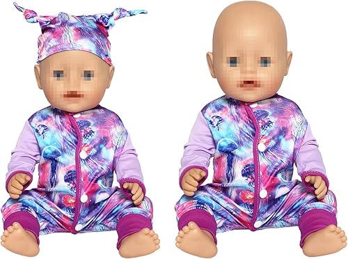Miniatura 49 de SOTOGO 5 juegos de ropa de muñeca de bebé, trajes con sombreros para muñecas recién nacidas de 14 a 17 pulgadas, ropa de muñecas americanas de 18
