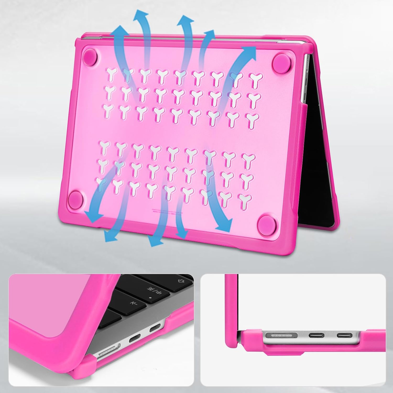 MOSISO Crack-Resistant Hard Case Compatible with MacBook Air 13 inch, 2026 2025-2022 M4 A3240 M3 A3113 M2 A2681, Shell with Soft TPU Bumper&Keyboard Cover for MacBook Air 13.6 inch Case, Rose Red - Image 5