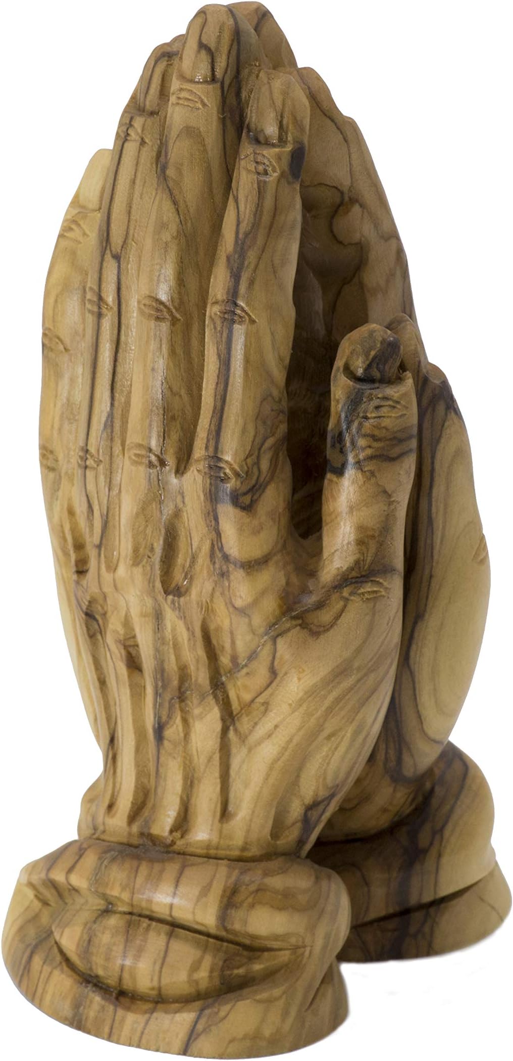 Olive Wood Praying Hands from Bethlehem with a Certificate Made in The Holy Land (6.5'')