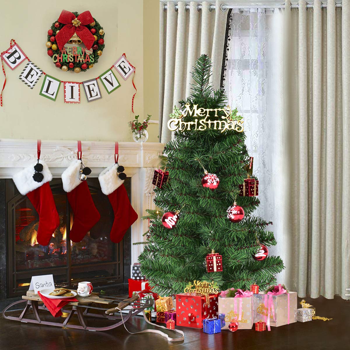árbol de Navidad, Árbol de Navidad de Mesa de 2 pies/3 pies, Mini árbol de Navidad Verde Artificial con Base de arpillera, decoración Interior de Navidad y Regalo