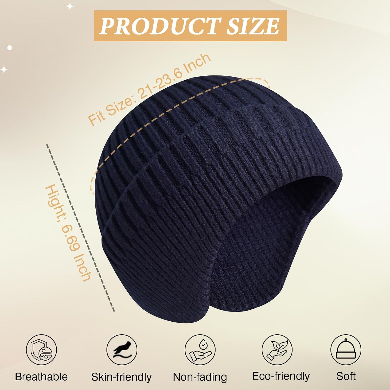 Beanie Hat with Earflap for Men Women, Soft Warm Knit Skull Caps Unisex Fashion Outdoor Winter Hats - Image 2