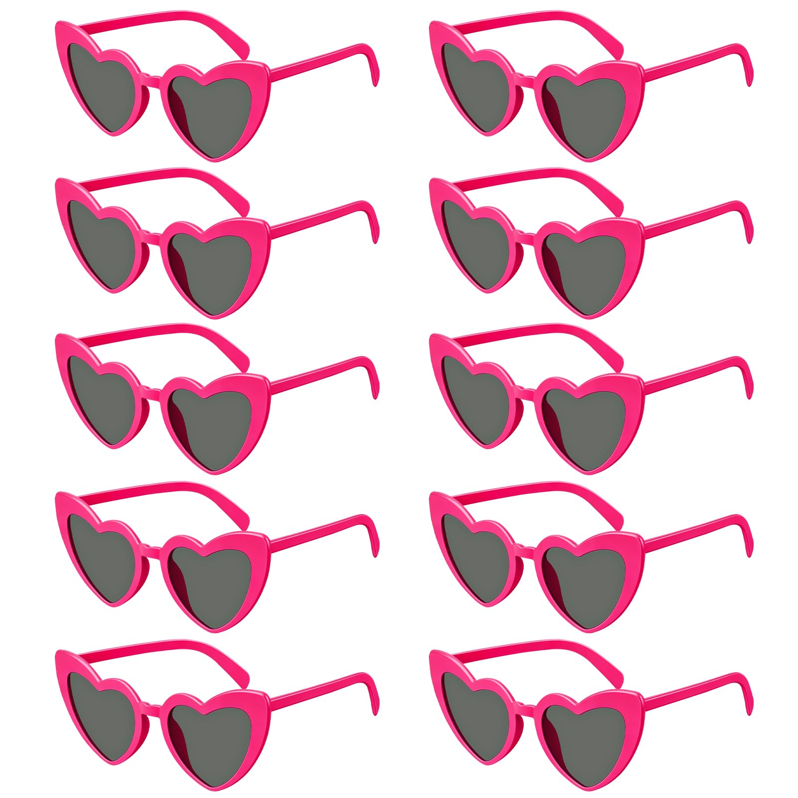 SelfTek 10 Pack Heart Glasses Rose Red Vintage Heart Shaped Party Glasses โ image 1
