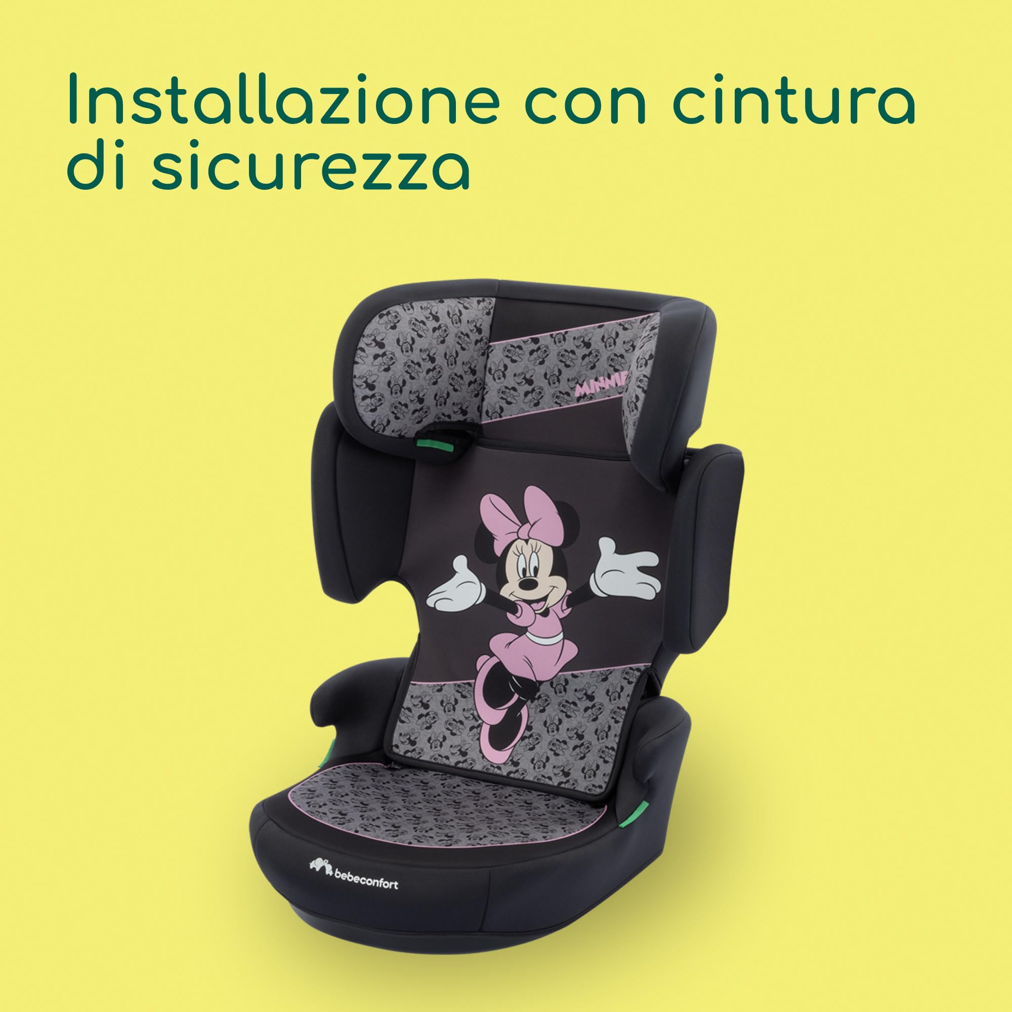 Bebeconfort Disney Road Safe i-Size Seggiolino Auto 15-36 kg per Bambini 3,5-12 anni 100-150 cm, Seggiolino Auto Pieghevole e Portatile da Viaggio, 14 Posizioni Poggiatesta, Minnie Autentica