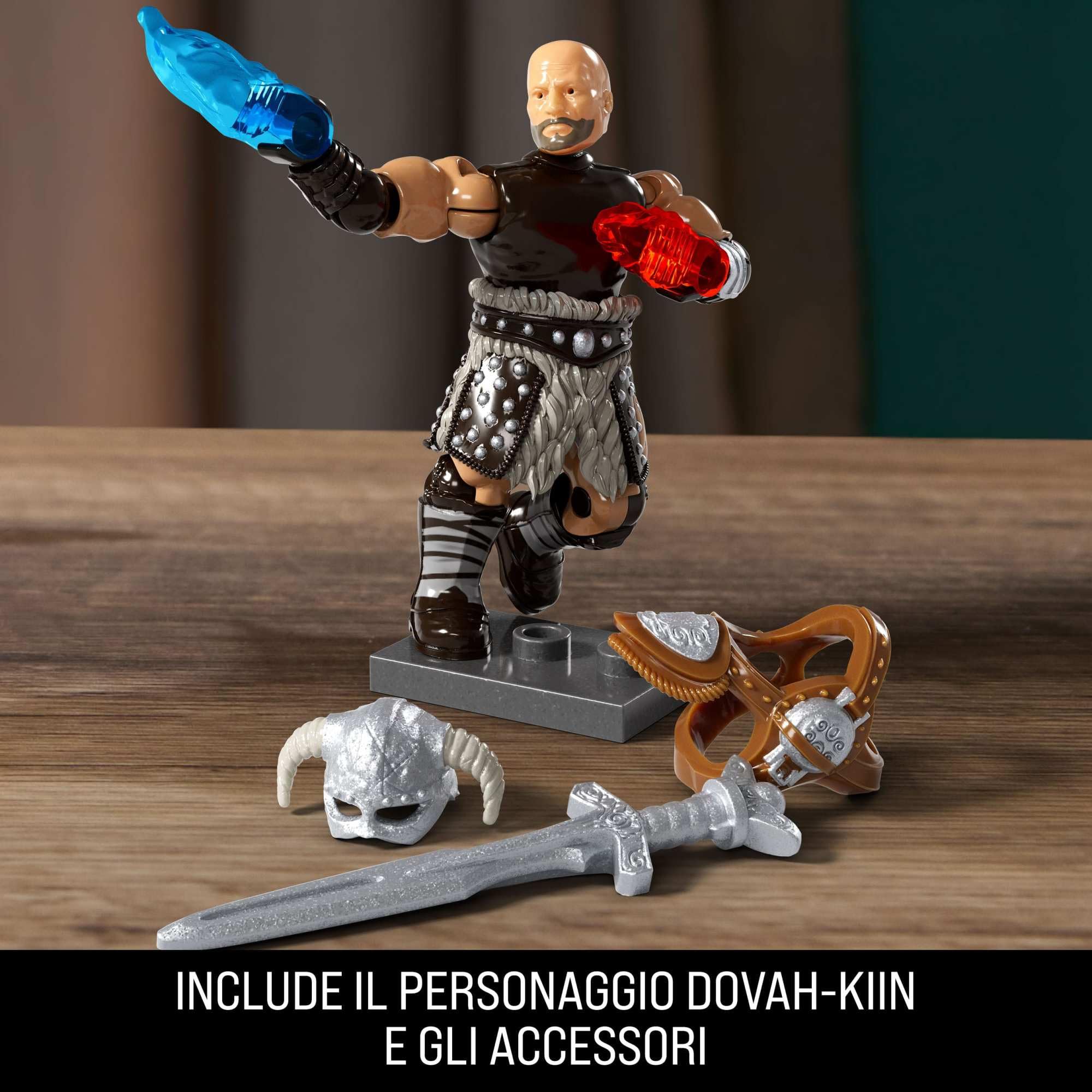 MEGA Skyrim - Alduin il Mangiatore di Mondi, set da costruire con 619 pezzi e 1 personaggio Sangue di Drago snodato incluso, per i fan del gioco e da collezione, 17+ anni, HXR98