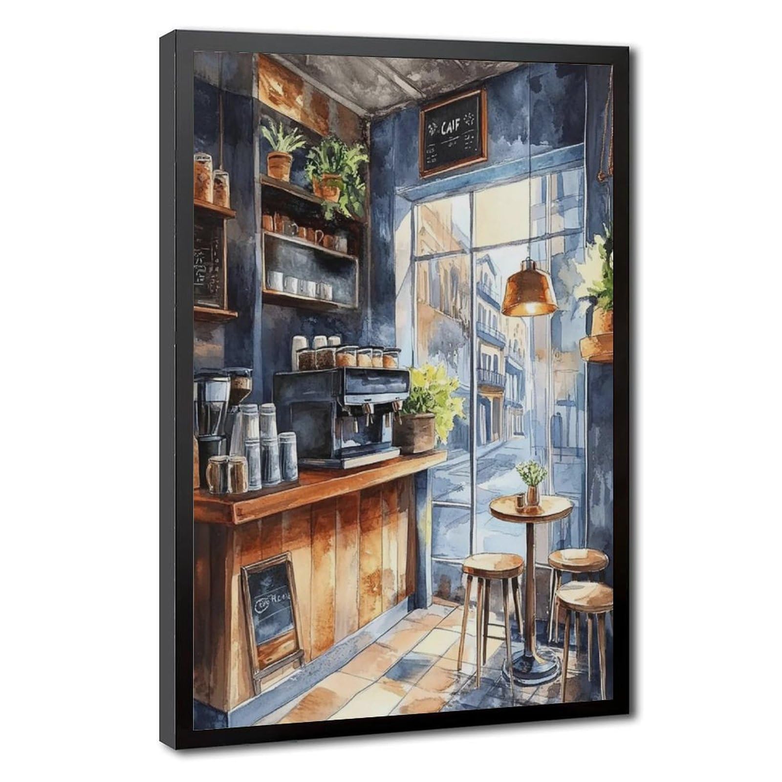 Flamint Coffee Lover Gift, Aesthetic Coffee Shop Canvas Poster Bedroom Decor Landscape Office Room Decor Gift 16" L X 24" W