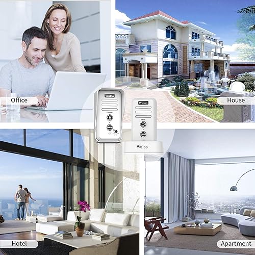 Miniatura 8 de Wuloo Timbre de puerta de intercomunicador inalámbrico para intercomunicador doméstico (1 y 1 blanco)